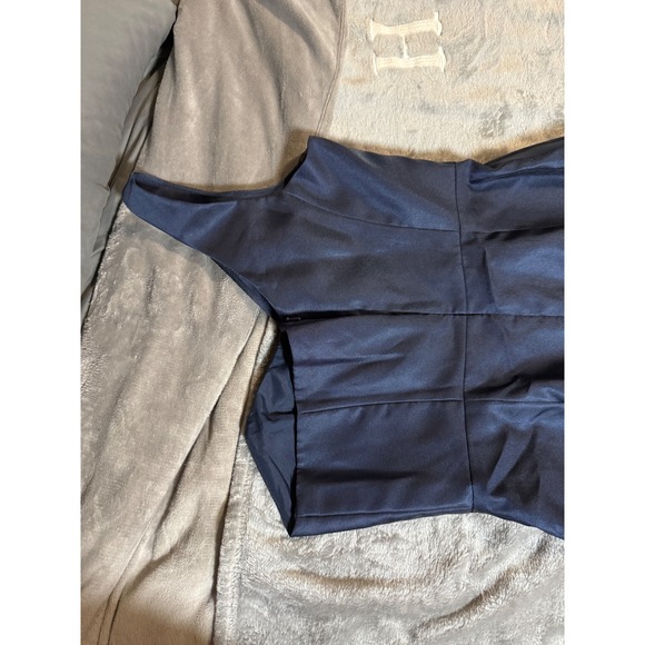 NWOT‎ Alfred Sung SZ 6 Midnight Navy Blue Dress One Shoulder Satin Trumpet Gown - Picture 5 of 9